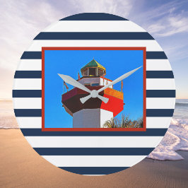 Striped Hilton Head Island Harbour Town Lighthouse Stor Klocka