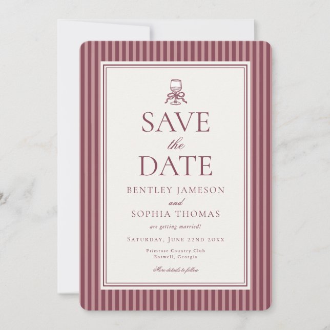 Striped Mocha Brown Espresso Save the Date Inbjudningar (Framsida)