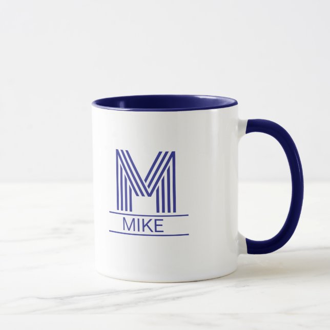 Striped Monogram Initial & Name Two-Tone  Mugg (Höger)