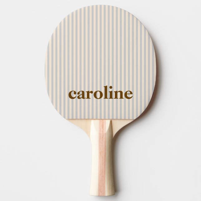 Striped Name Aesthetic Minimalist Preppy Neutral Pingisracket (Framsidan)