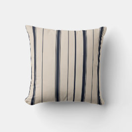 Striped Navy Blue and Cream Throw Cushion Kudde