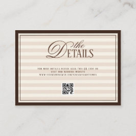 Striped Old Money Wedding QR code Details Tilläggskort