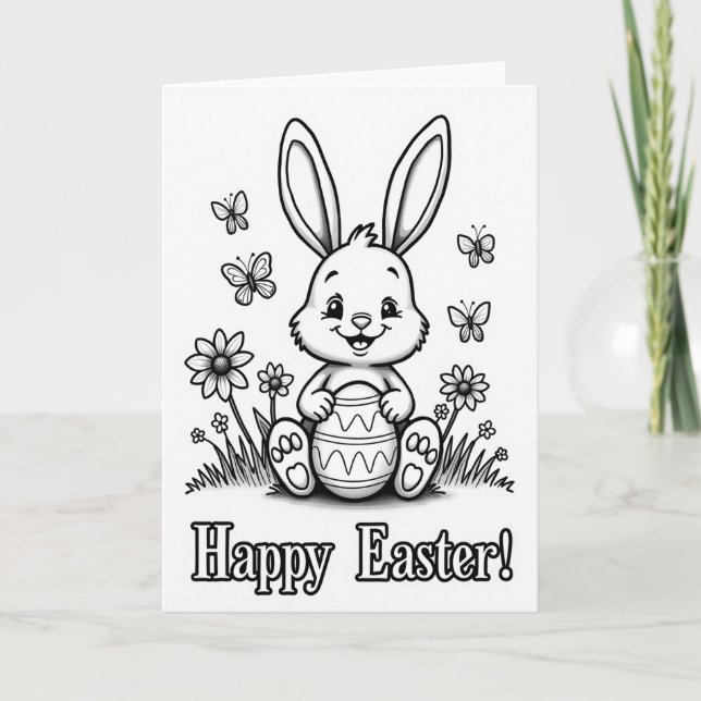 Striped Ovoid Bunny Joy Card Kort (Framsida)