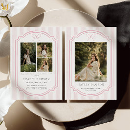 Striped Photo Graduation Party Invite Announcement Inbjudningar