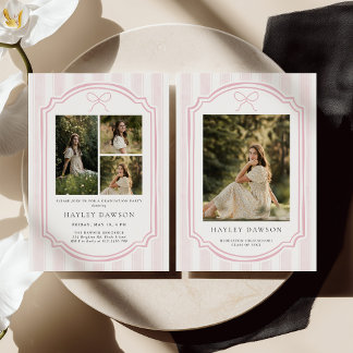 Striped Photo Graduation Party Invite Announcement Inbjudningar