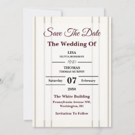 Striped Preppy Modern Wedding Save The Date Spara Datumet