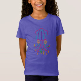Striped Pyjama Squid – Neon Cephalopod Art T Shirt