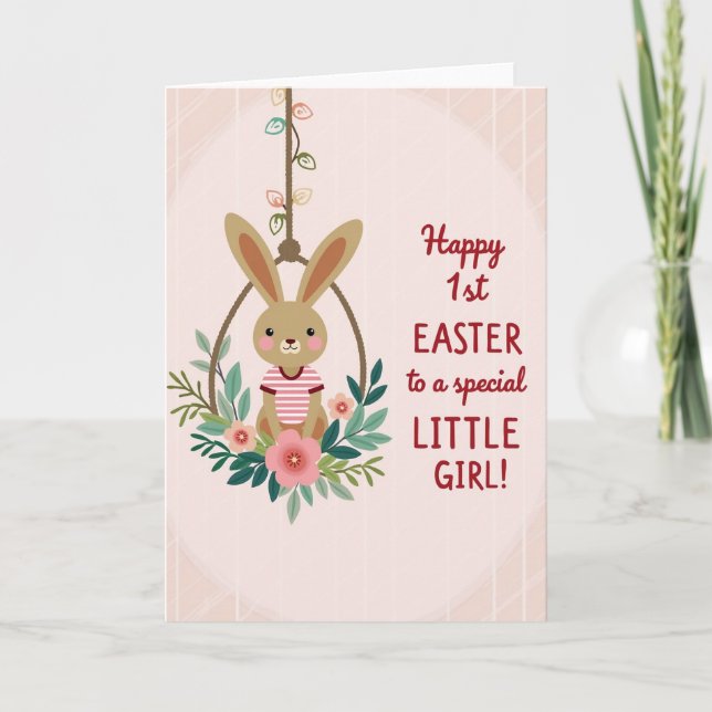 Striped Rabbit Floral Swing Card Kort (Framsida)