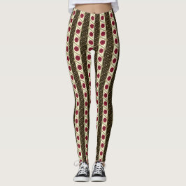 Striped Red Roses  Leggings