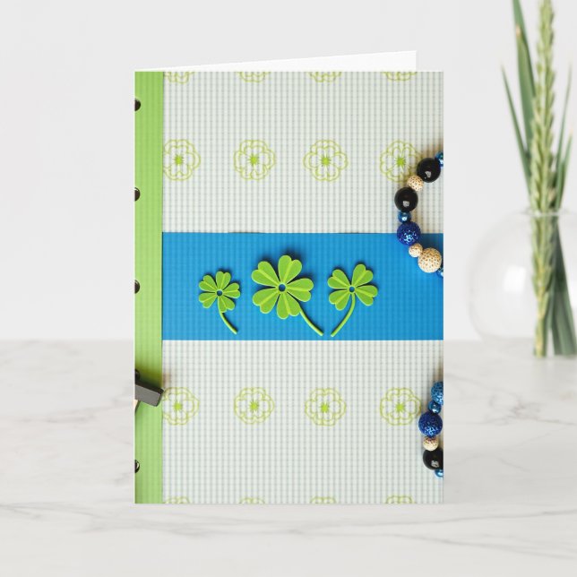 Striped Shamrock Pattern Card Kort (Framsida)