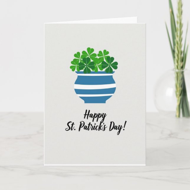 Striped Shamrocks Happy St Patricks Card Kort (Framsida)