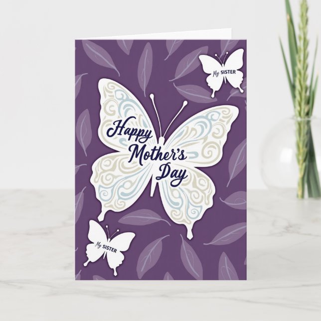 Striped Sister Butterfly Day Card Kort (Framsida)