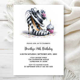 Striped Stiletto Shoes Birthday Party Inbjudningar