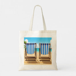 Striped sun loungers tote bag tygkasse