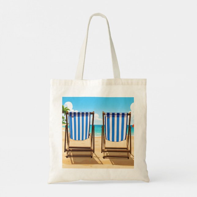 Striped sun loungers tote bag tygkasse (Baksida)