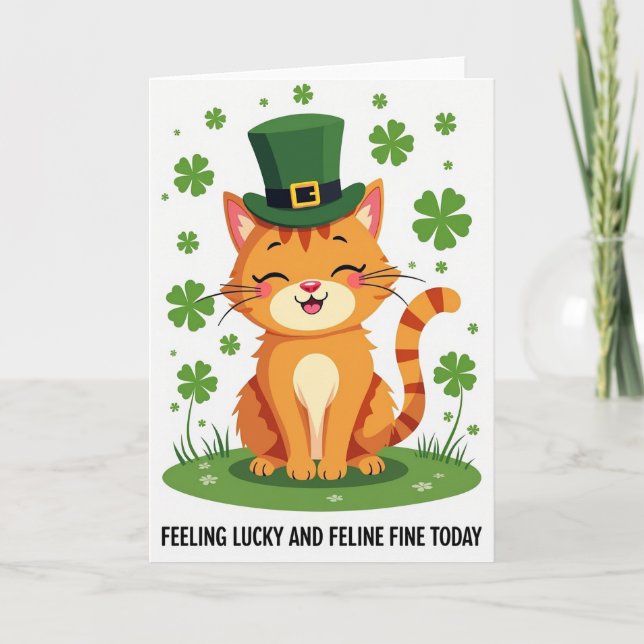 Striped Tabby Luck Card Kort (Framsida)
