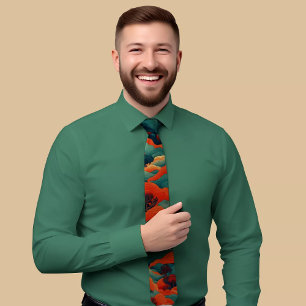 Striped Tie med Tropical Sunset Mönster Slips