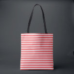 Striped Tote Bag Tygkasse<br><div class="desc">This tote bag is shown with a cute striped print.
Red color stripes.
Customize this item or buy as is.



Licensed Print</div>