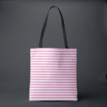Striped Tote Bag Tygkasse<br><div class="desc">This tote bag is shown with a cute striped print.
Pink color stripes.
Customize this item or buy as is.



Licensed Print</div>