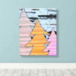 Striped Trees Winter Landscape Scene Canvastryck