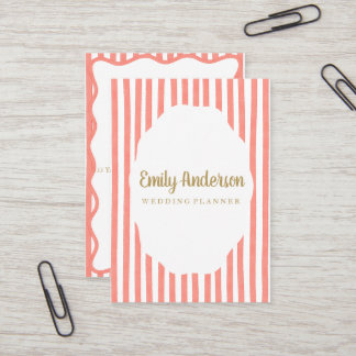striped whimsical business card visitkort