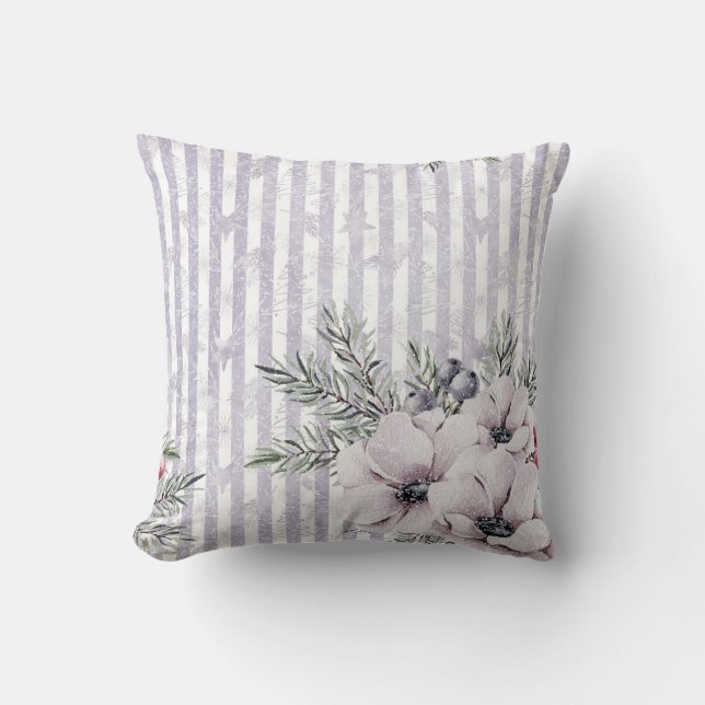 Striped Woodland Floral Kudde (Framsida)