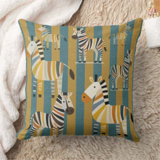 Striped Zebra Kids Throw Pillow Kudde