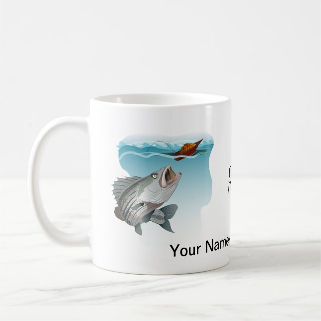 Striper Bass Fishing Drinks Tea eller Coffee Mugg (Vänster)