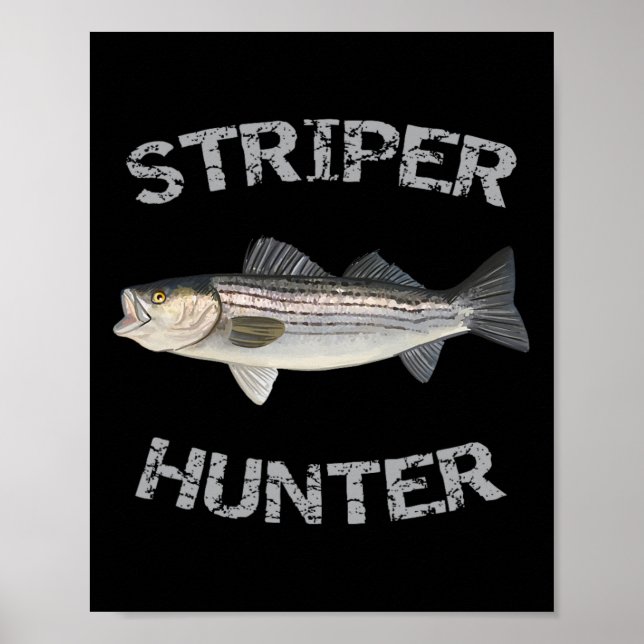 Striper Hunter Randig B Striper Fiskeshirt  Poster (Framsidan)