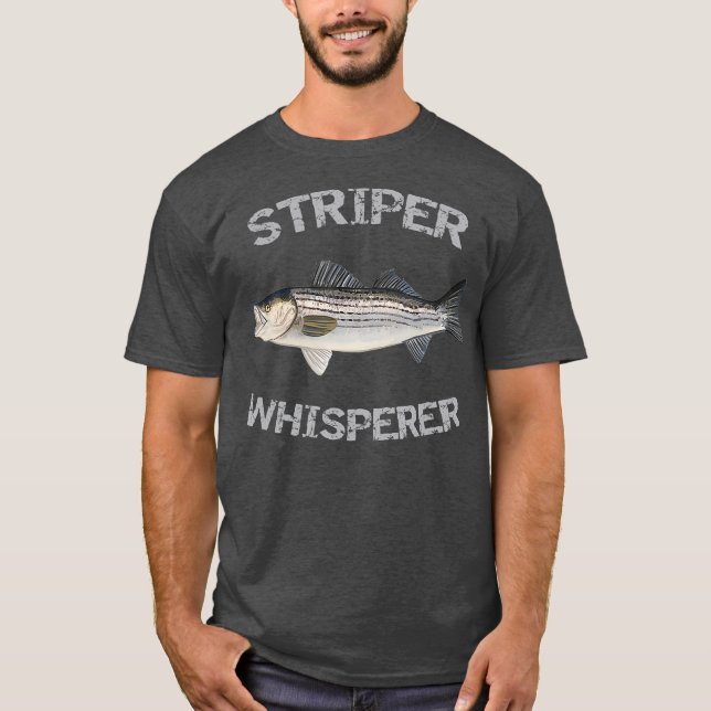 Striper Whisperer Striped Bass  Striper Fishing T Shirt (Framsida)
