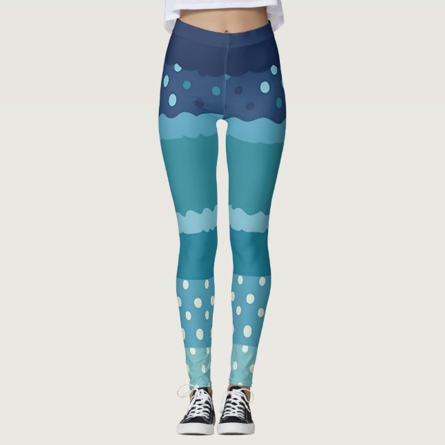Stripes and Polka dot in Shades of Blue Leggings (Framsida)