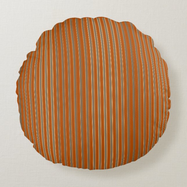 Stripes Beige Orange Rund Kudde (Framsidan)