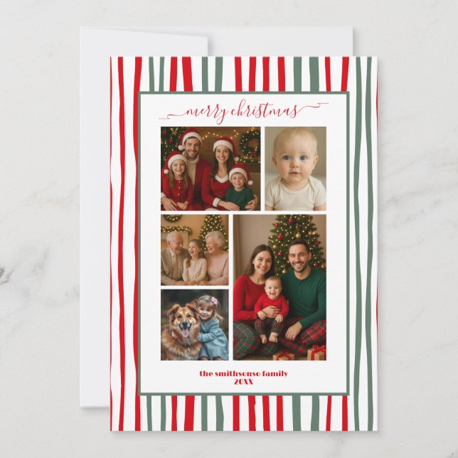 Stripes familj Foto God Jul Julkort (Framsida)