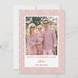Stripes & Hearts Happy Valentine's Day Photo Card Julkort