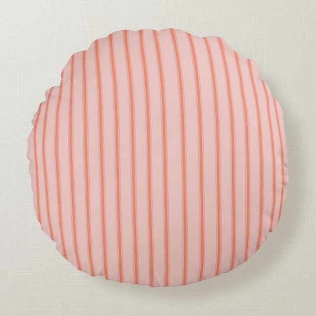 Stripes Modern Coral Peach Minimalist Elegance Rund Kudde (Framsidan)