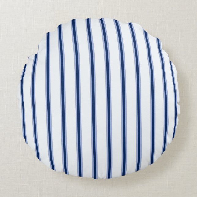 Stripes Modern Indigo Minimalist Elegance Rund Kudde (Framsidan)