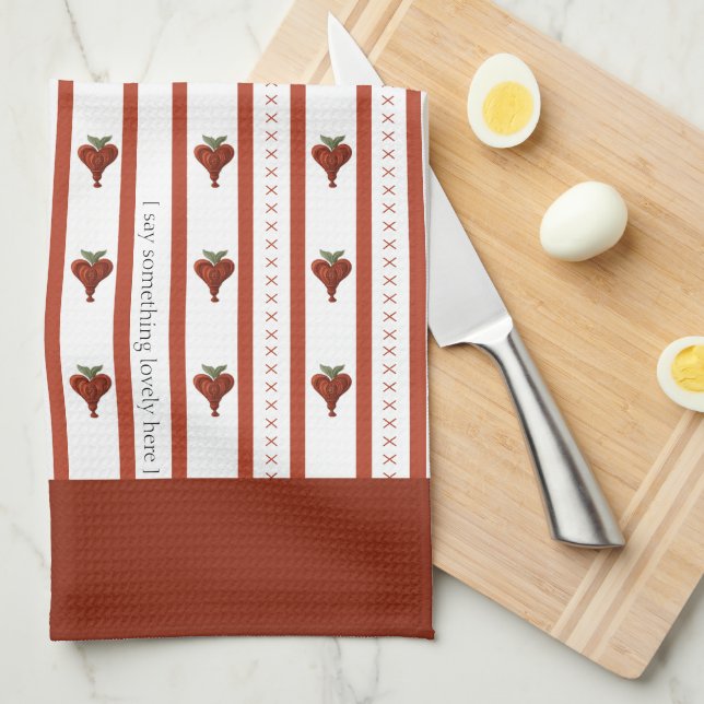 Stripes of Hearts Kökshandduk (Vikt i Fjärdedel)