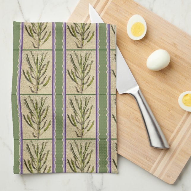 Stripes of Kalanchoes on Moss Green Kitchen Towels Kökshandduk (Vikt i Fjärdedel)