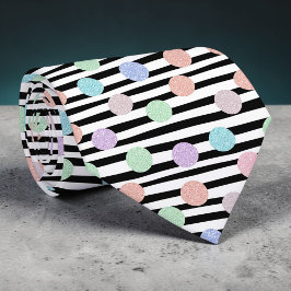 Stripes with Pastel Colorful Circles Necktie Slips