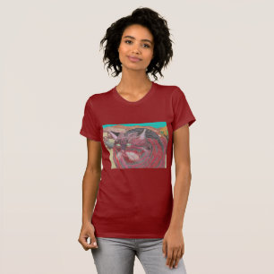 Stripey katt på det Joshua träd Tee Shirt