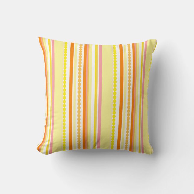 Stripey pärlor orange och rosa dekorativ kudde (Framsida)