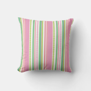 Stripey pärlor rosa och grönt dekorativ kudde
