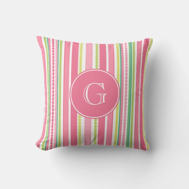 Stripey pryder med pärlor rosa- och kudde (Framsida)