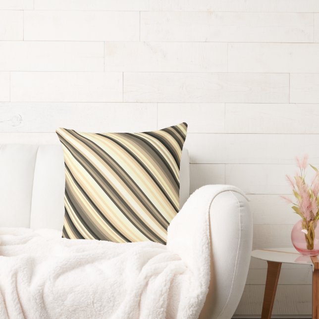 Stripey Sepia Dekorativ kudde 20 tum x 20 tum (Soffa)