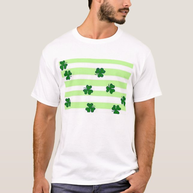 stripeyshamrocks-slätt t shirt (Framsida)