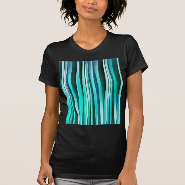 Stripy linjermönster för turkos och för Cyan hav Tee (Framsida)