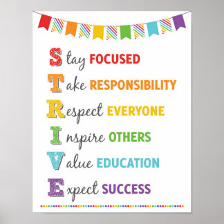 STRIVE Acronym Classroom Growth Mindset Poster
