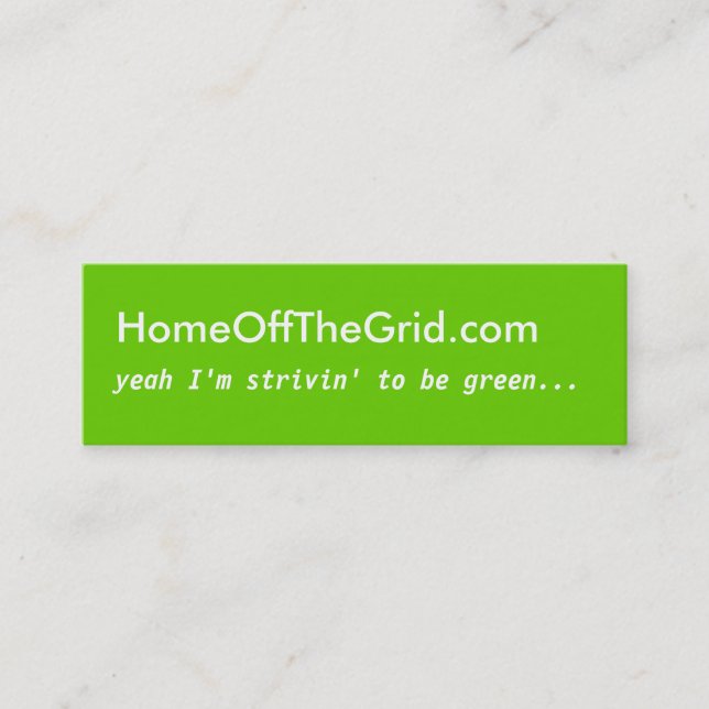 Strivin som är grönt - profilera kortet mini visitkort (Framsida)