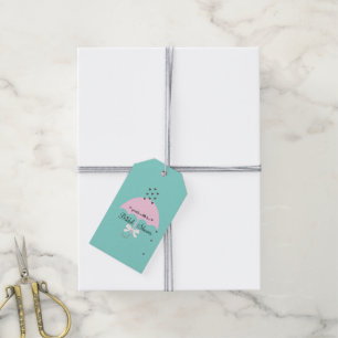 Strö kärlek Tealblå & Rosa Showerfirande Presentetikett
