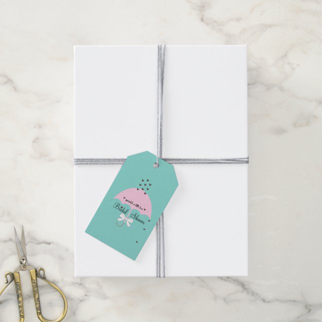 Strö kärlek Tealblå & Rosa Showerfirande Presentetikett (Med Snöre)
